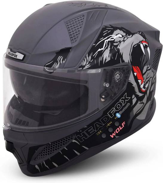 HEADFOX N2 Flash Wolf AI Smart Bluetooth Helmet for Men with Subwoofer, ENC, GPS & Calls Motorbike Helmet