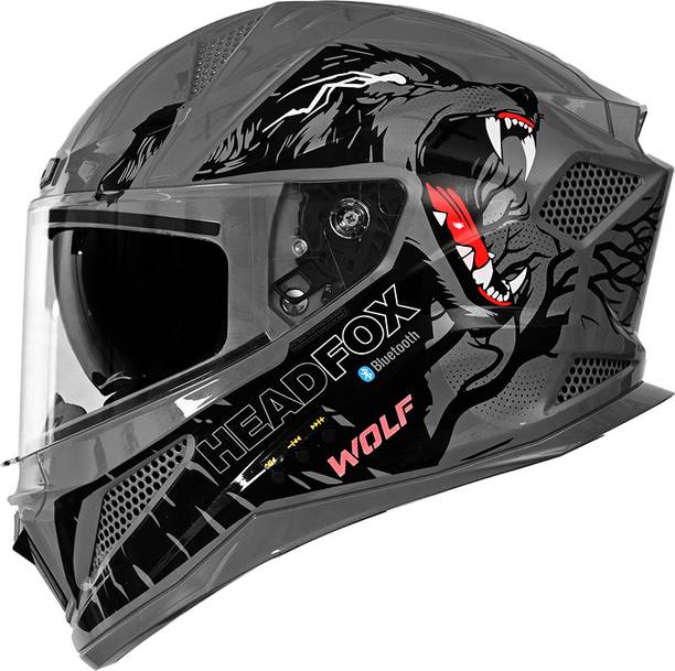 HEADFOX N2F WOLF Bluetooth AI Smart Bike Helmet for Men | ENC, GPS, Calls, LED Blinker Motorbike Helmet