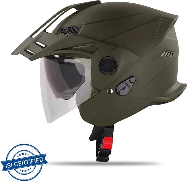 Steelbird Open Face ISI Certified Helmet with Inner Sun Shield Motorbike Helmet