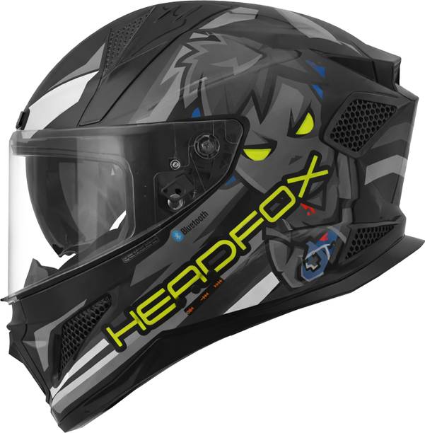 HEADFOX N2F Shady AI Bluetooth Full Face Waterproof Helmet for Men with LED Blinker Motorbike Helmet