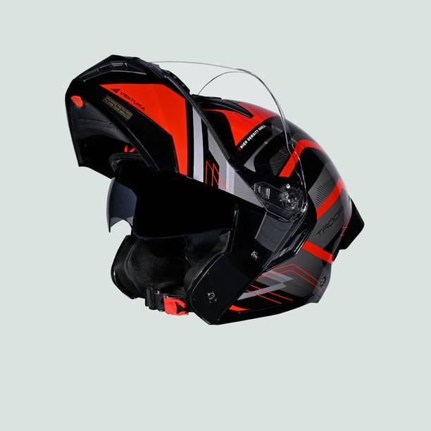 STUDDS Trooper D3 ISI and DOT Certified Flip-up Fullface Helmet with Dual Visor Motorbike Helmet
