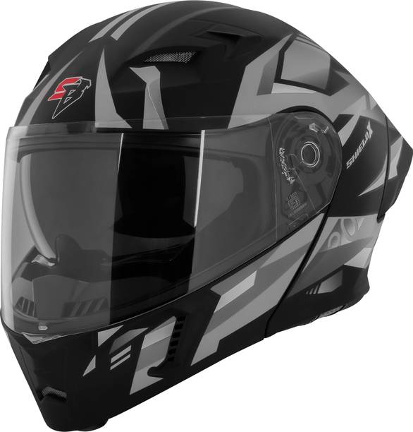 Steelbird SBA-20 SHIELD X ISI Certified Flip-Up Graphic Helmet for Men and Women Motorbike Helmet