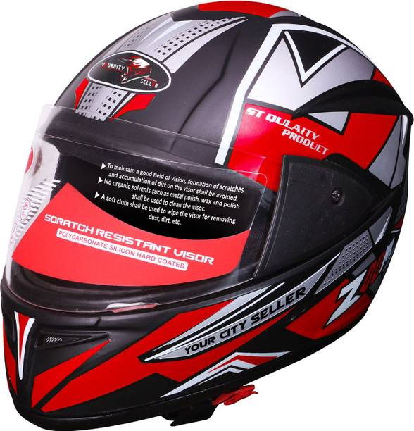 Quite WHITE GLASS RED Motorbike Helmet