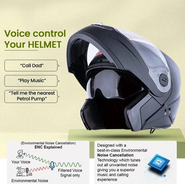 HEADFOX N2 Air 7 Smart Bluetooth Calls | Music | GPS | Waterproof | Voice Asst. Motorbike Helmet