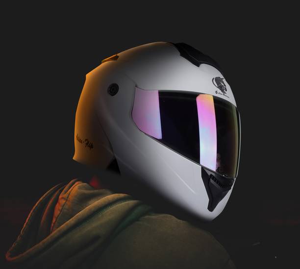 अर्बन कैरीयर ABS Material Flip Up Full Face Stylish with Rainbow Visor For Men मोटरबाइक हेलमेट