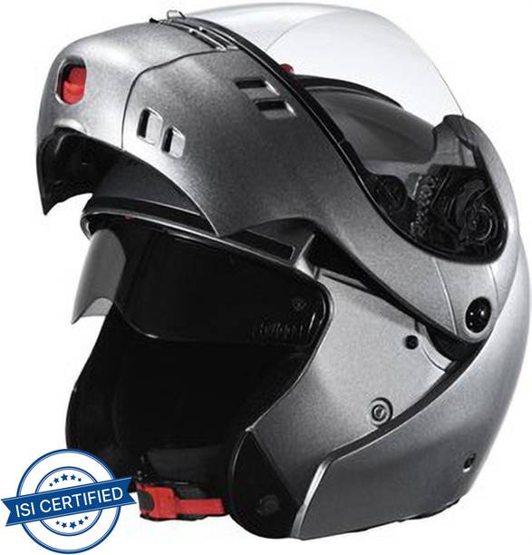 STUDDS Ninja 3G Double Visor Motorbike Helmet (Silver Grey)