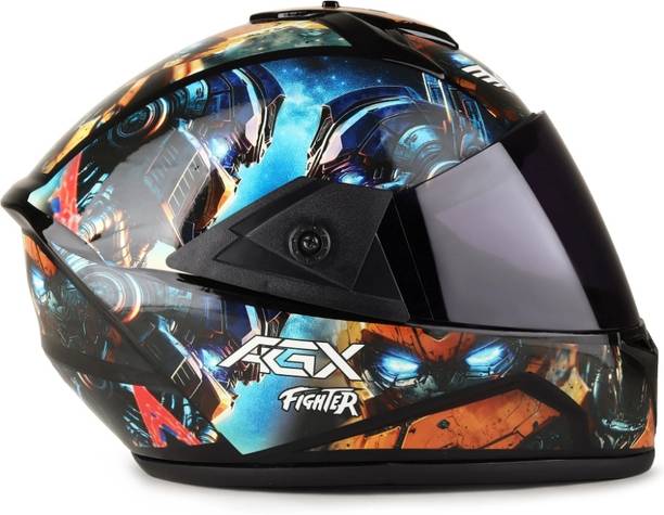 FOROLY Fighter Transformers HD Graphics with Anti UV PC Visor ABS Material Unisex (Q-1) Motorbike Helmet