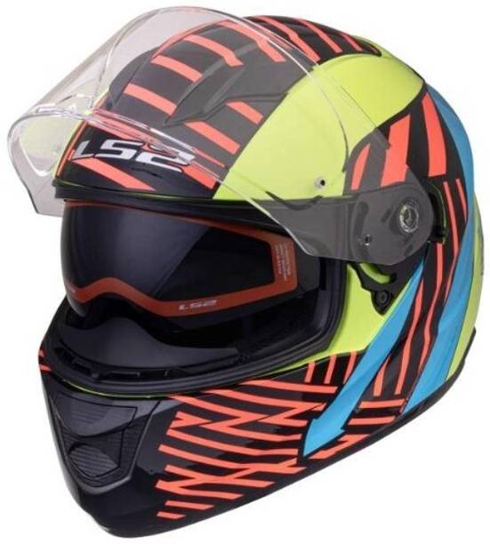 LS2 FF320 STREAM EVO DARKNESS HI-VIS YELLOW BLUE XL हेलमेट