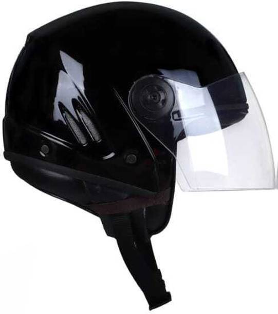 Anjana ABS TRACK SUPER OPEN FACE HELMET WITH PC VISOR FOR UNISEX(BLACK) Motorbike Helmet