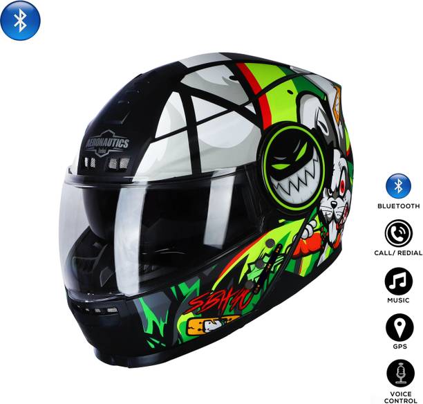 Steelbird Crazy Doe Bluetooth Full Face ISI Certified Helmet for Men with Inner Sun Shield Motorbike Helmet