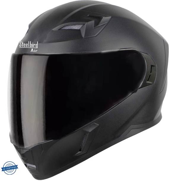 Steelbird Air ISI Certified Helmet Black 620 mm Size XL (Black-Visor) Motorbike Helmet