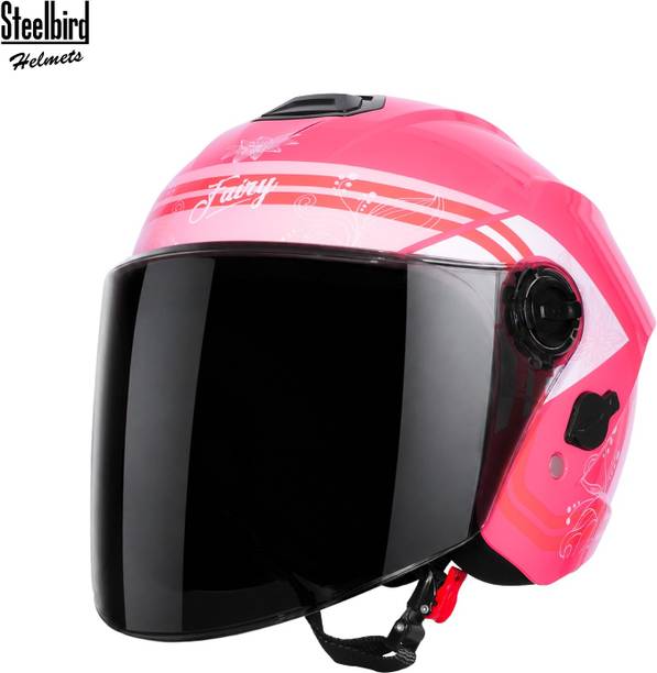 Steelbird SBH-80 Fairy FR10 ISI Certified Open Face Graphic Helmet For Women Motorbike Helmet