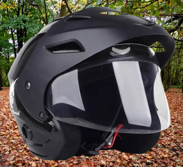 Lxt Black_Nano_Half_face_Helmet_with ISI Certified_BK_13 Motorbike Helmet