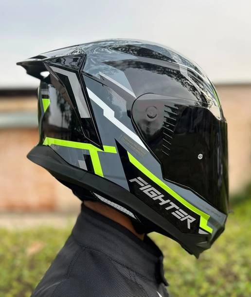 Steelbird Air SBH-57 ISS Fighter Stealth X ISI/DOT Certified Full Face Black Neon X-Large Motorbike Helmet