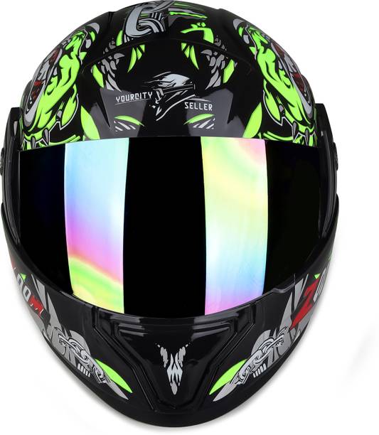 Quite MODEL7 light rambow green Motorbike Helmet