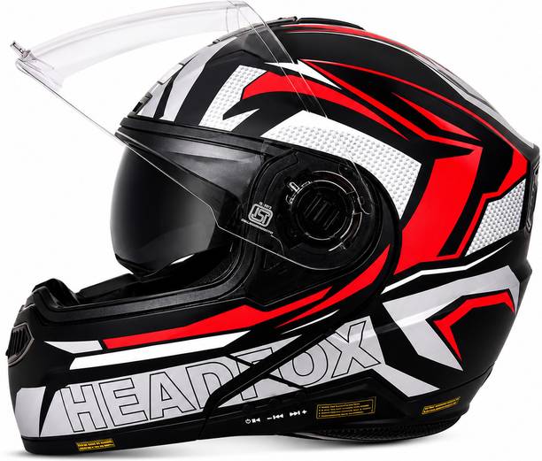 HEADFOX N2 Smart Bluetooth Helmet with Flash Lights | Calls | Voice Asst. DV Motorbike Helmet