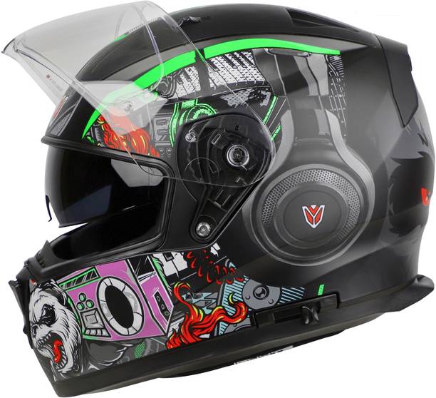 IGNYTE IGN-7 BUG ECE 22.06/ISI/DOT Certified Full Face Graphic Helmet with Sun Shield Motorbike Helmet