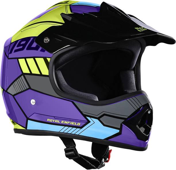 ROYAL ENFIELD Chase Full Face MotoCross Kids Helmet with Sunpeak - ISI Certified Motorbike Helmet
