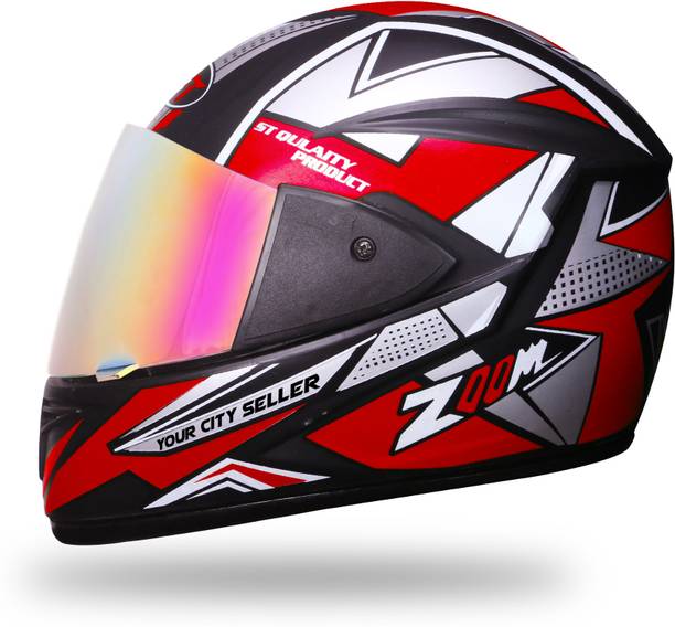 YOURCITYSELLER Full Face Red Motorbike Helmet With Silicon Unbreakable Glass Motorbike Helmet