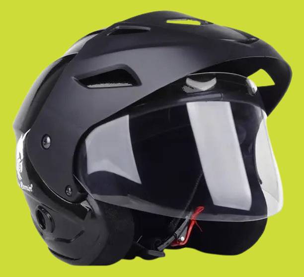 Lxt Black_Nano_Half_face_Helmet_with ISI Certified_BK_56 Motorbike Helmet