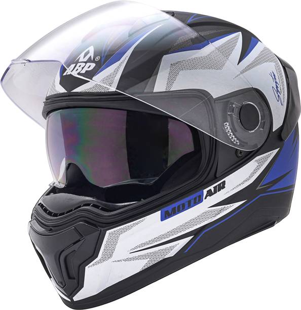 ABP MOTO AIR ISI & DOT Certified Full Face Helmet with Dual Visor | D7, Blue Motorbike Helmet