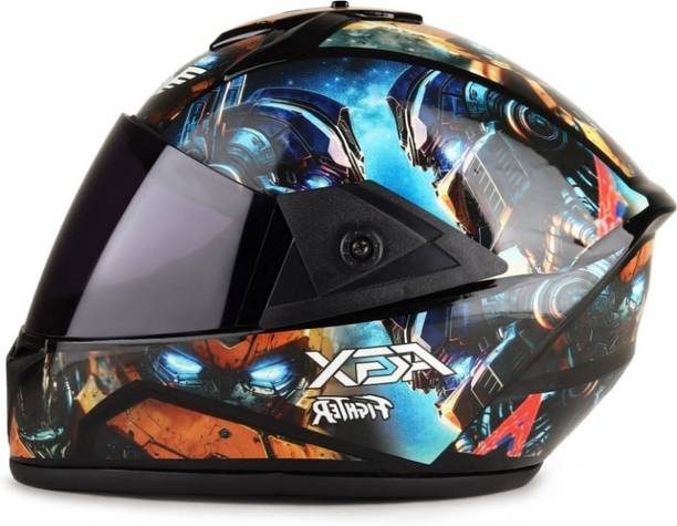 FOROLY Fighter Transformers HD Graphics with Anti UV PC Visor ABS Material Unisex (P-1) Motorbike Helmet