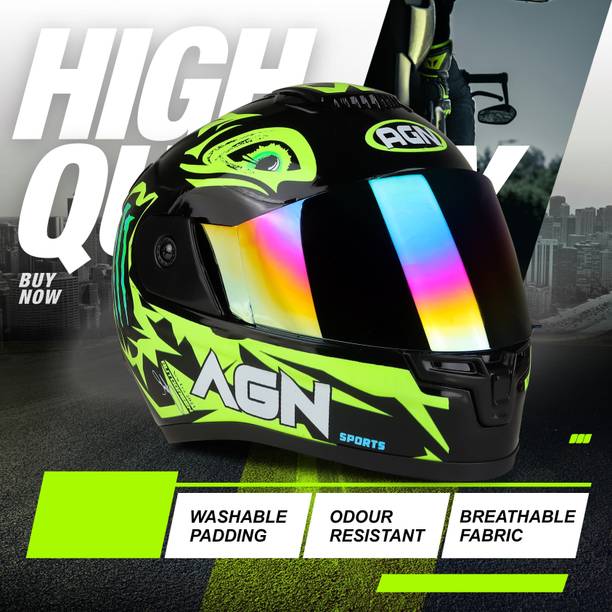 FOROLY AGN Monster Fullface ABS Material with Rainbow Visor Unisex Motorbike Helmet