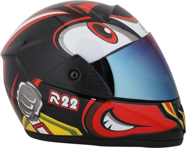 Racing-1 Angry with Rainbow Visor ABS Material Unisex Motorbike Helmet