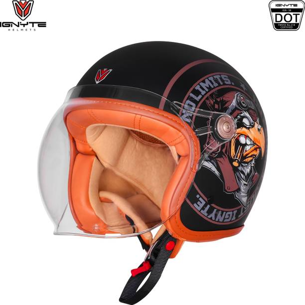 IGNYTE IGN-58 Eagle ISI and DOT Certified Open Face Graphic Helmet For Men and Women Motorbike Helmet
