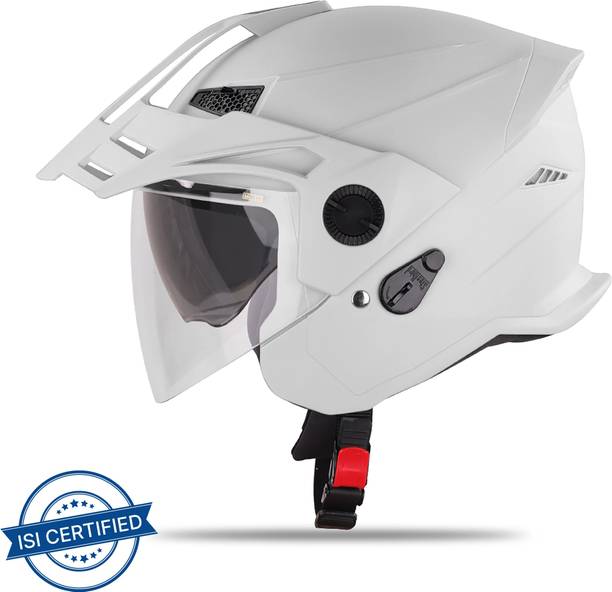 Steelbird SBH-23 GT Plus Open Face ISI Certified Helmet with Inner Sun Shield Motorbike Helmet