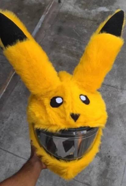 Anjana PIKACHU HELMET BUNNY TRENDY COVER FOR FULL FACE CLASSY(YELLOW) Motorsports Helmet