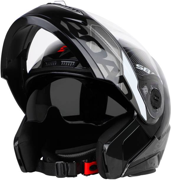 Steelbird SBA-7 ROAD MAT BLACK WITH GREY (WITH INNER SUNSHIELD) Motorsports Helmet
