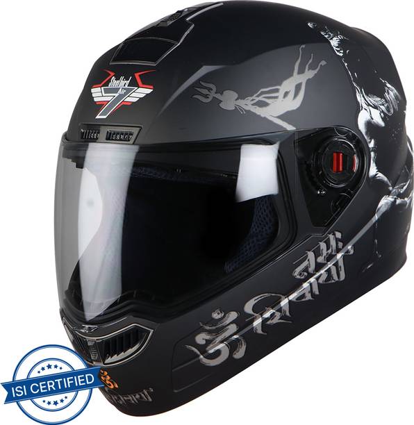 Steelbird SBA-1 Mahadev Full Face Helmet in Matt Black/White with Clear Visor Motorbike Helmet