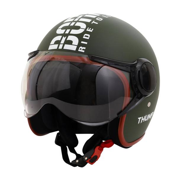 ASCONE Thump BTR Open Face Helmet, Unisex, ISI Approved, Clear PC Visor, Medium, 58cm Motorbike Helmet