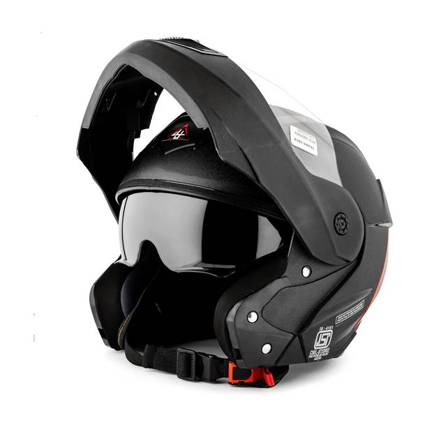 4U SUPREME Aester Crust Flip-Up ISI Marked 100% ABS with Unbreakable Dual Visor Motorbike Helmet
