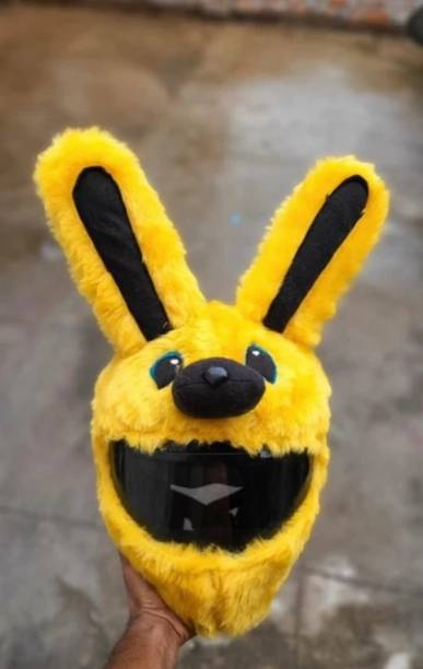 Anjana YELLOW BUNNY HELMET COVER ONLY TO MAKE HELMET CLAASY SIZE 42 MM Motorsports Helmet