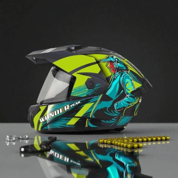 AutoGREEN Wonder Cap Cyber Spoiler ABS Material with Rainbow Visor QX19 Motorbike Helmet