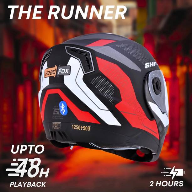 HEADFOX N2 Smart Bluetooth sba7 Calls | Music | GPS | Waterproof | Voice Command Road DV Motorbike Helmet