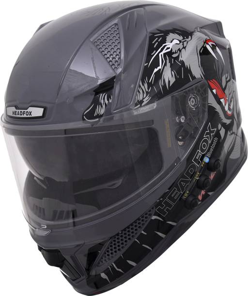 HEADFOX N2 Flash Wolf AI Smart Bluetooth Helmet for Men with Subwoofer, ENC, GPS & Calls Motorbike Helmet
