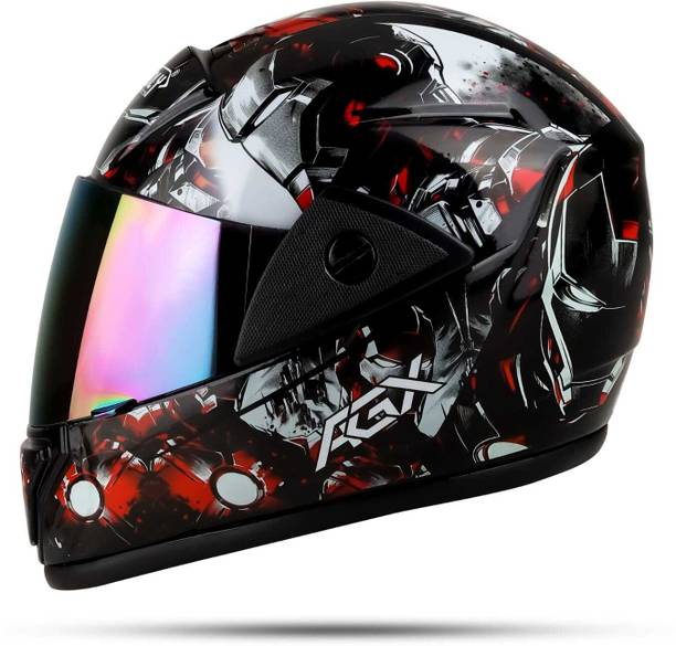 Agx Rado Ironmen with Anti UV Rainbow Visor ABS Material, Unisex Motorbike Helmet