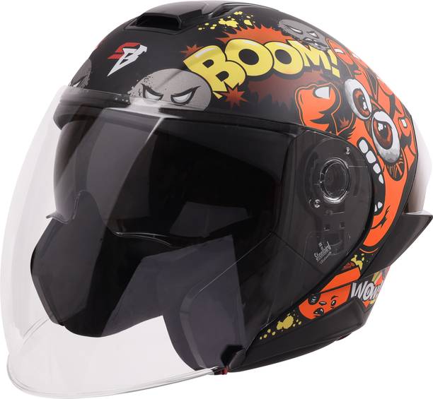 Steelbird SBA-10 Boom ISI and DOT Certified Open Face Graphic Helmet for Men and Women Motorbike Helmet
