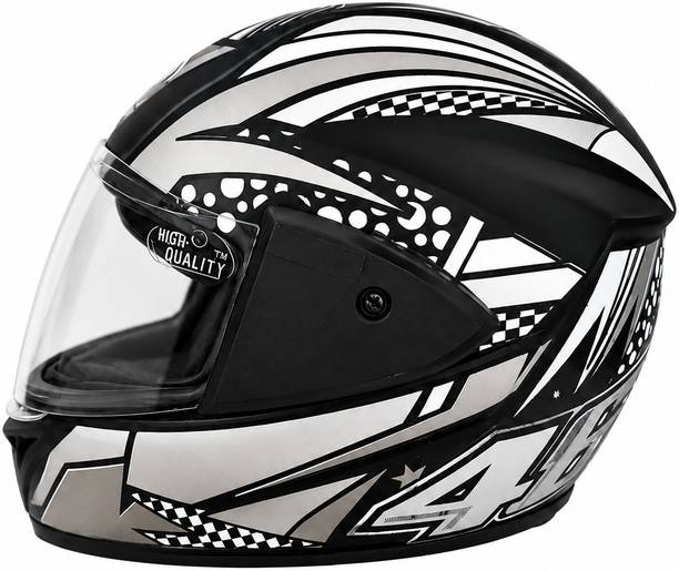 High Quality Premium Full Face Riding Helmet | Clear Visor | Stylish Black & Silver Graphics. Motorbike Helmet