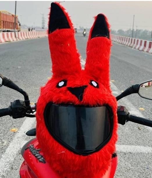 V VANTRA Red Pikachu Style Bunny Helmet Cover For Full Face Helmet Motorbike Helmet (Red Motorbike Helmet