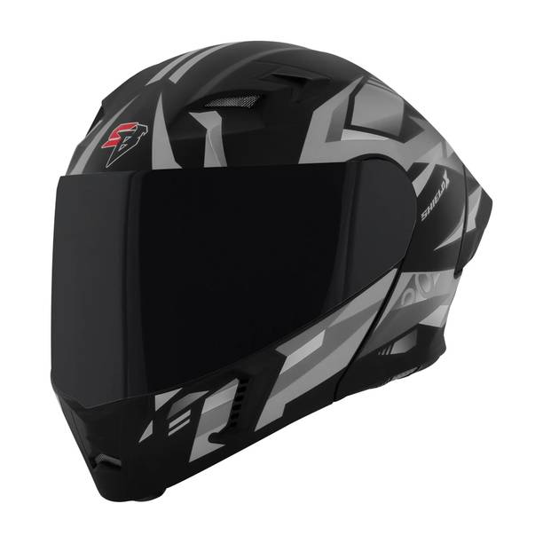 Steelbird SBA-20 SHIELD X ISI Certified Flip-Up Graphic Helmet for Men and Women Motorbike Helmet