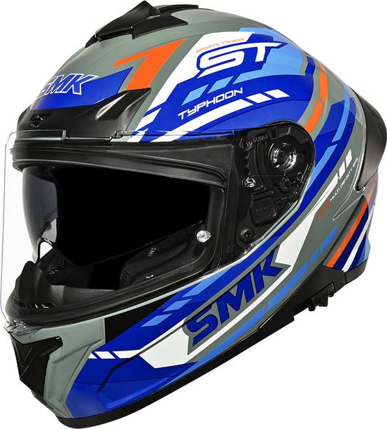 SMK Typhoon Sports Tourer ISI, DOT & ECE 06 Certified Helmet with Dual Visor Motorbike Helmet