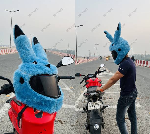 SRPHERE SR-1 Sky Blue Pikachuu Style Bunny Helmet Cover For Full Face Helmet Motorbike Helmet