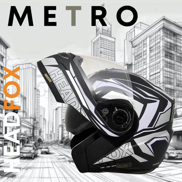 HEADFOX Metro N2 Smart Bluetooth Helmet with Flash Lights | Calls | Voice Asst. DV Motorbike Helmet