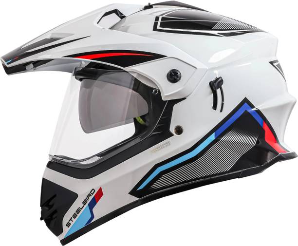 Steelbird Racer Off Road ISI Certified Motocross Double Visor Full Face Graphic Motorbike Helmet