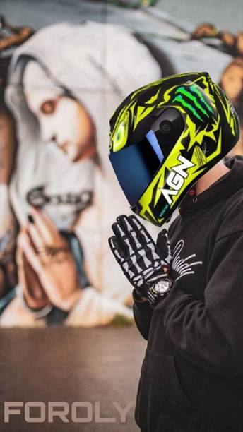 Racing-1 AGN Monster with Rainbow Visor ABS Material Unisex Motorbike Helmet
