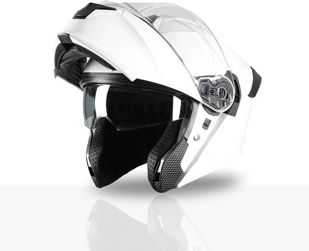 TVS Racing SuperPose Smoked Dual Visor Flip Up Modular Helmet for Men and Women Motorbike Helmet